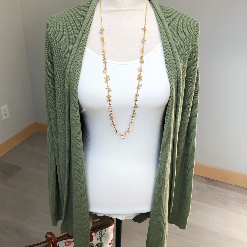 LOFT NWT Green Cotton Open Cardigan Size XL - Picture 7 of 13